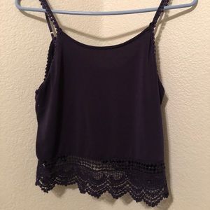 Navy Blue Crochet Tank top